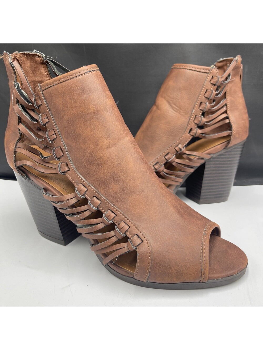 Rampage Shoes Womens Size 9 Gladiator Sandals Chocolate Brown Block Heel